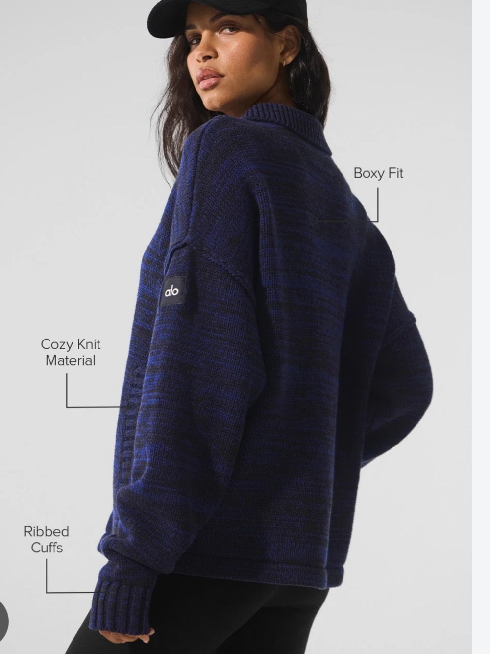 alo yoga heritage full zip sweater black